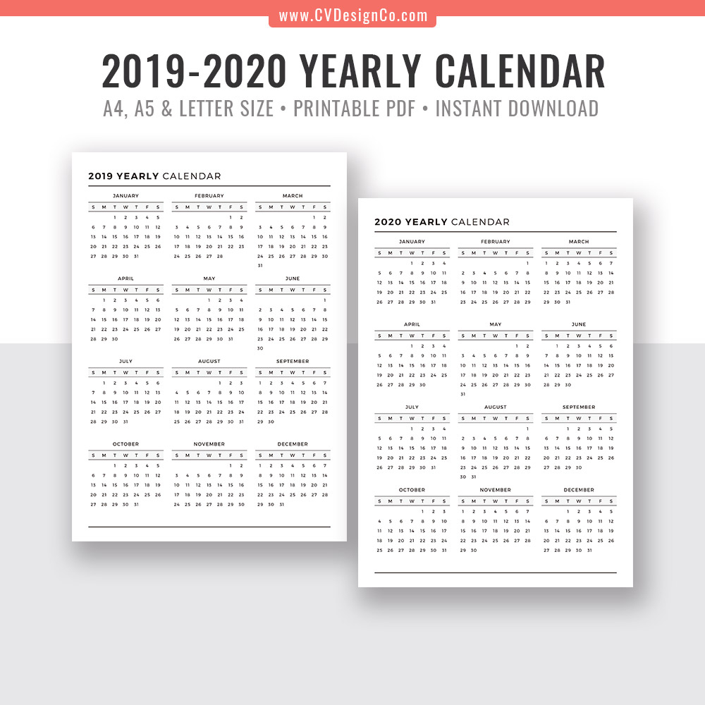 8.5 X 11 Printable Calendar 2020