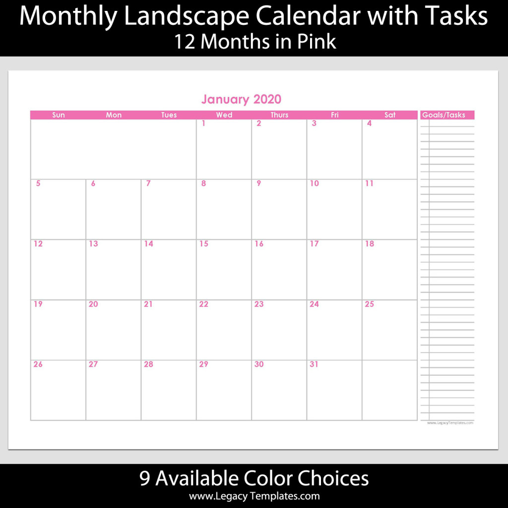 2020 - 12 Month Calendar With Tasks - 8 1/2&quot; X 11&quot; | Legacy