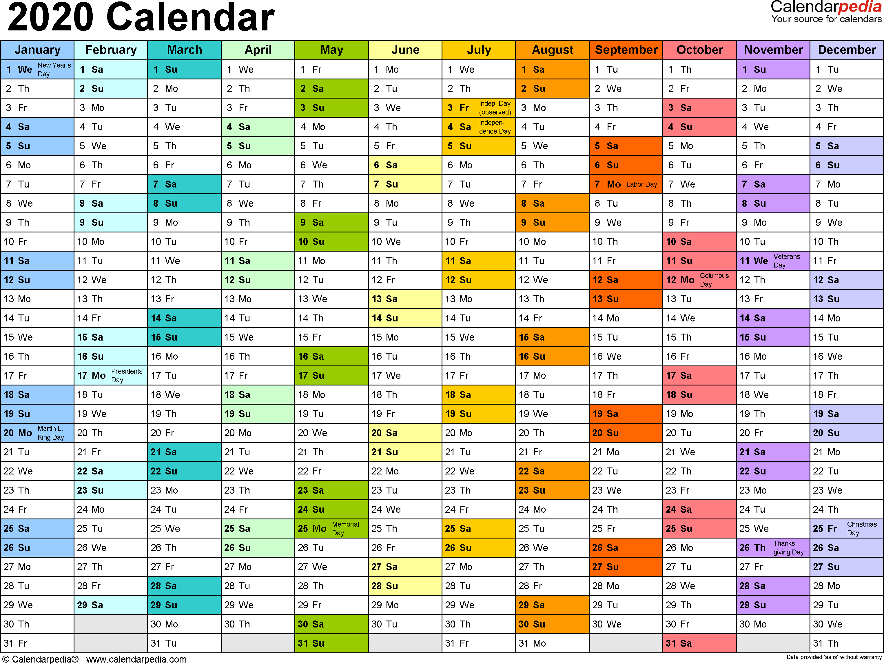 2020 Calendar - 18 Free Printable Word Calendar Templates