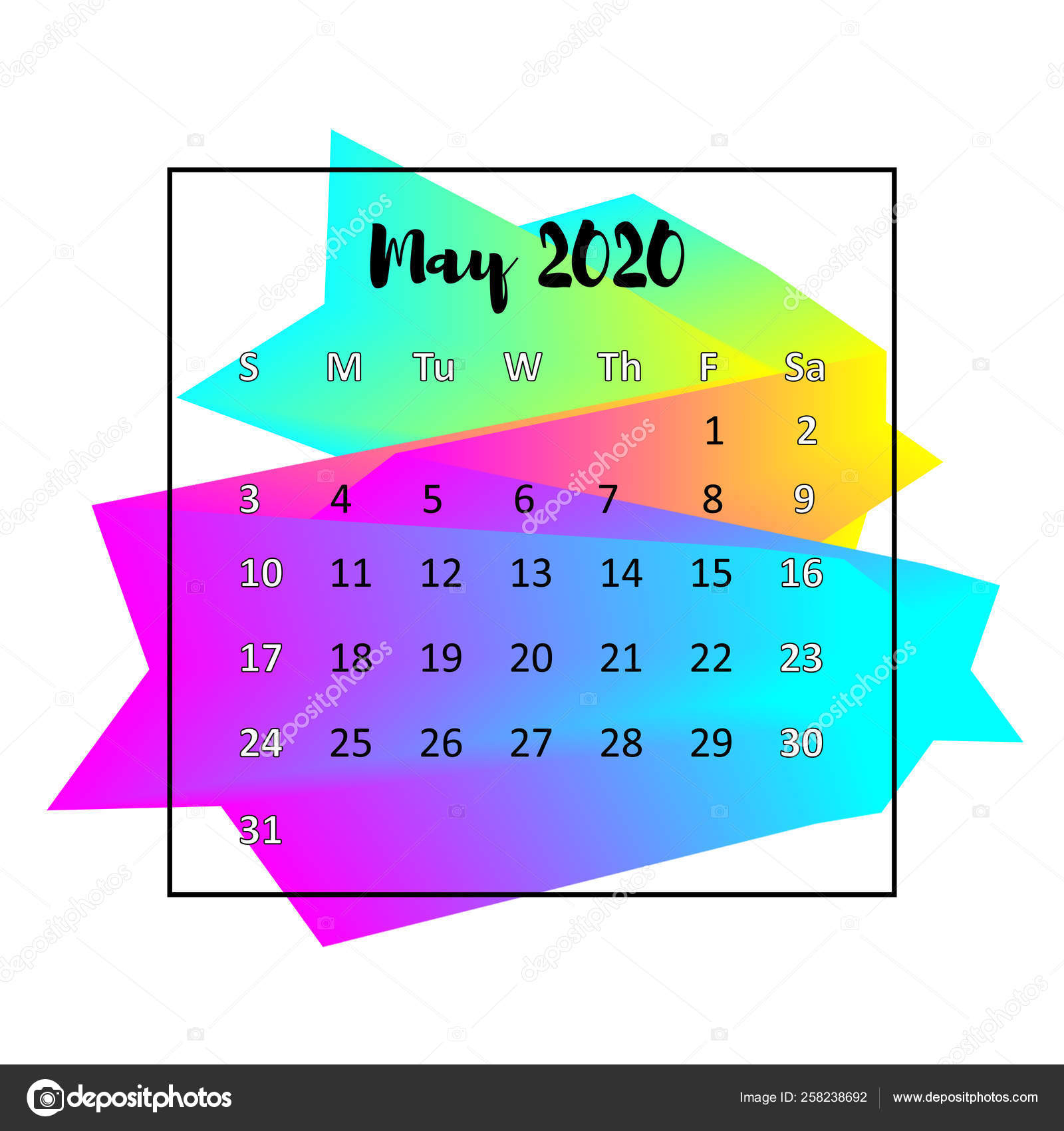 2020 Calendar Design Abstract Concept. May 2020. Business