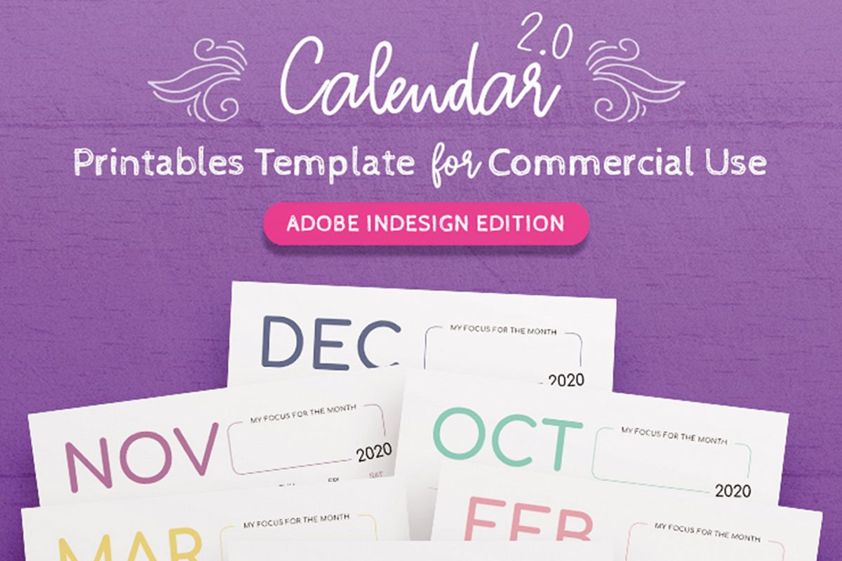 2020 Calendar Indesign Template For Commercial Use