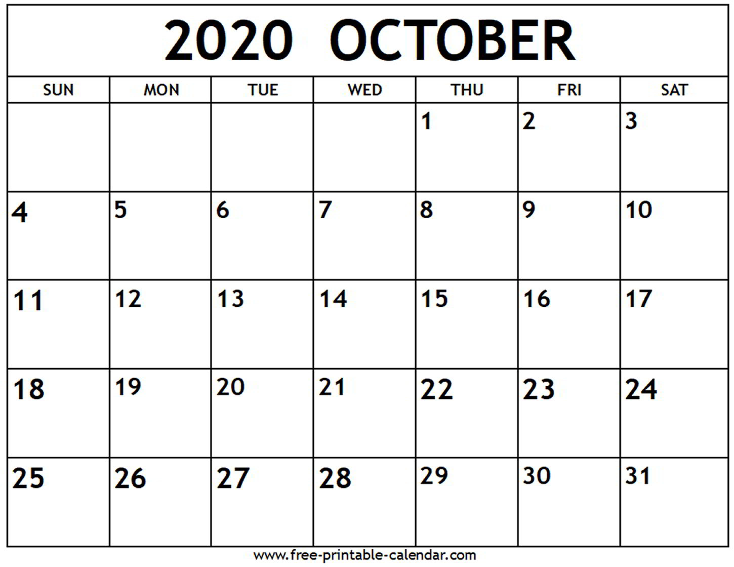 Printable Jewish Calendar for October 2020 with Holidays