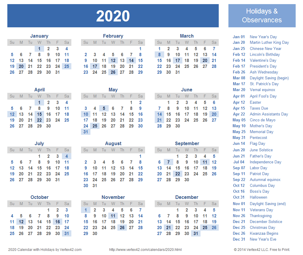 2020 Calendar Prints For Planning! | Planner | Calendar 2018