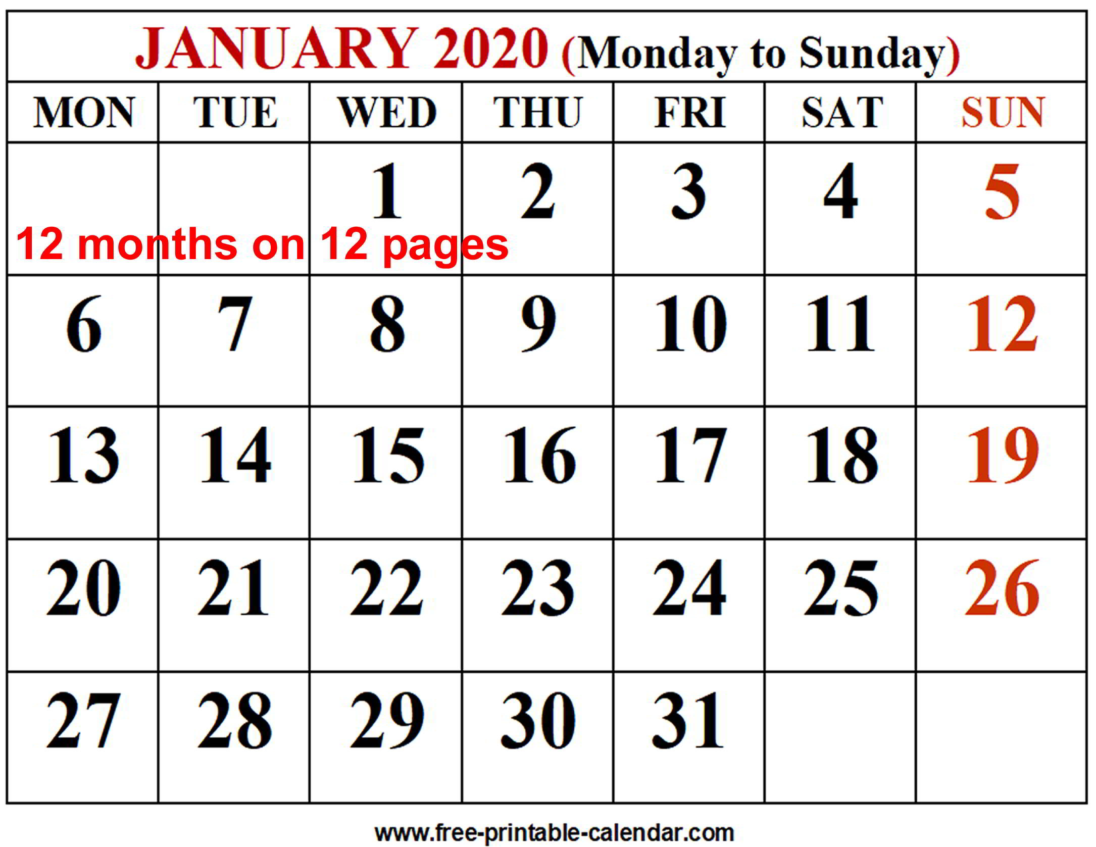 Calendar For 2020 Printable Mon Fri Example Calendar Printable