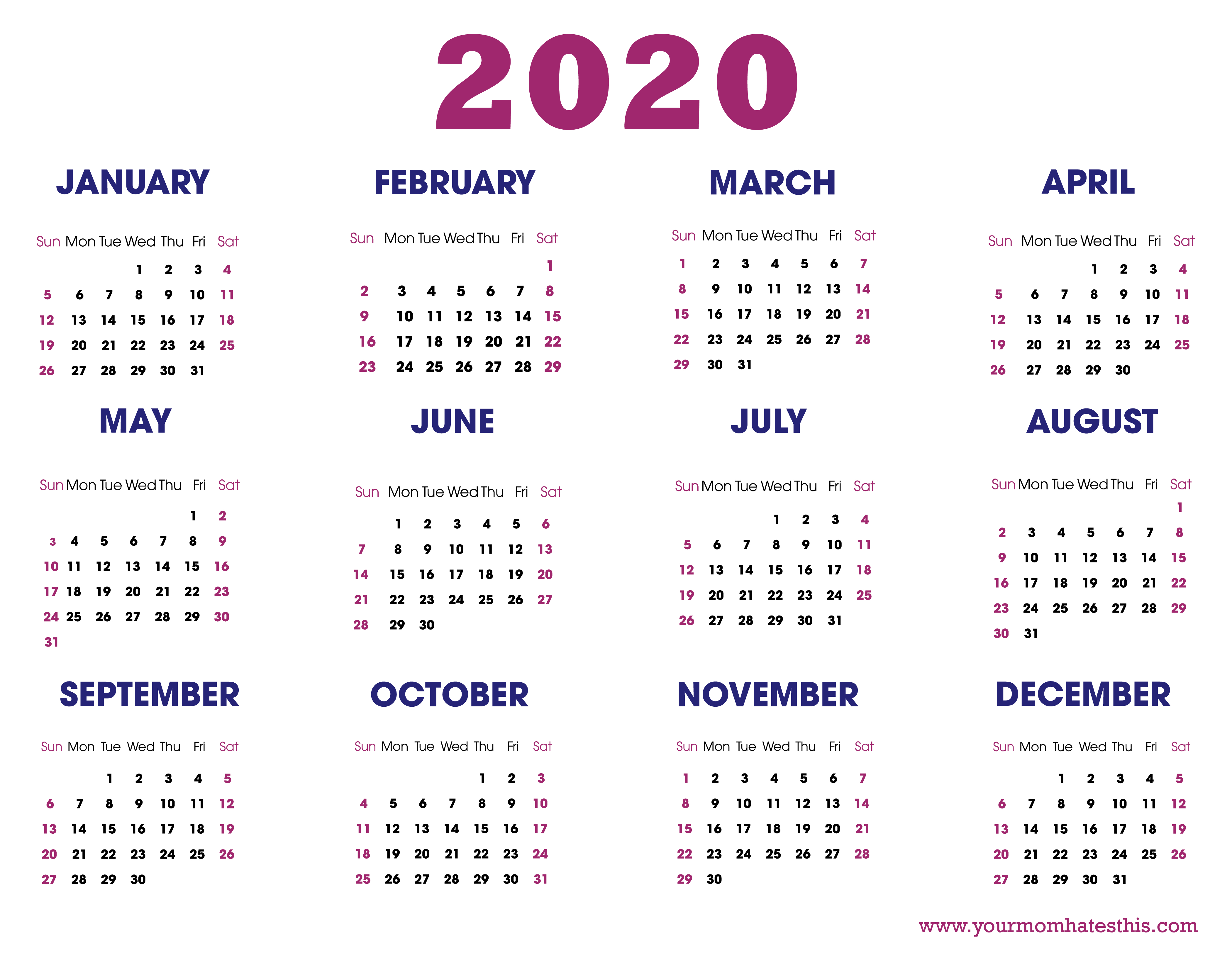 2020 Calendars In Pdf - Download Templates Of Calendar 2020