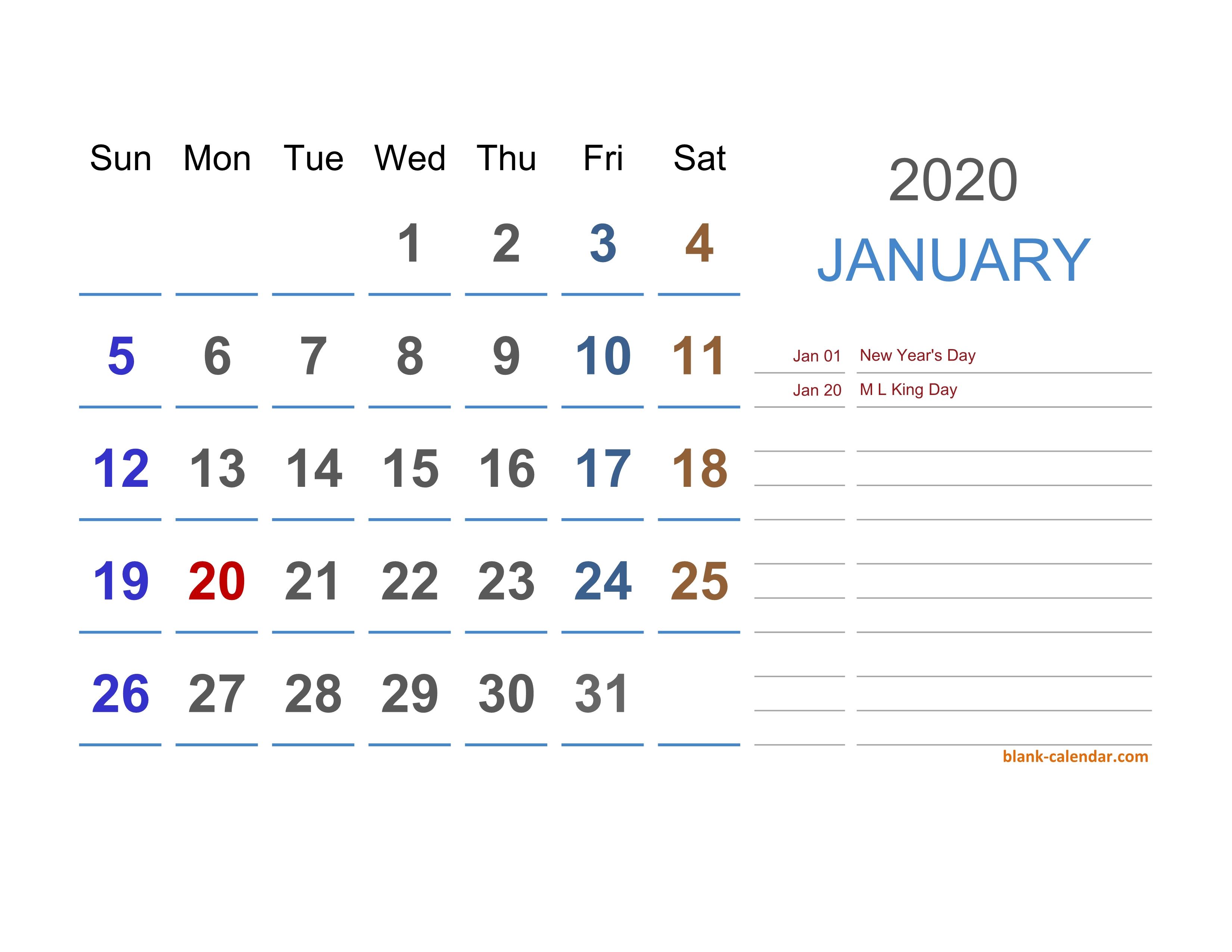 2020 Excel Calendar | Free Download Excel Calendar Templates