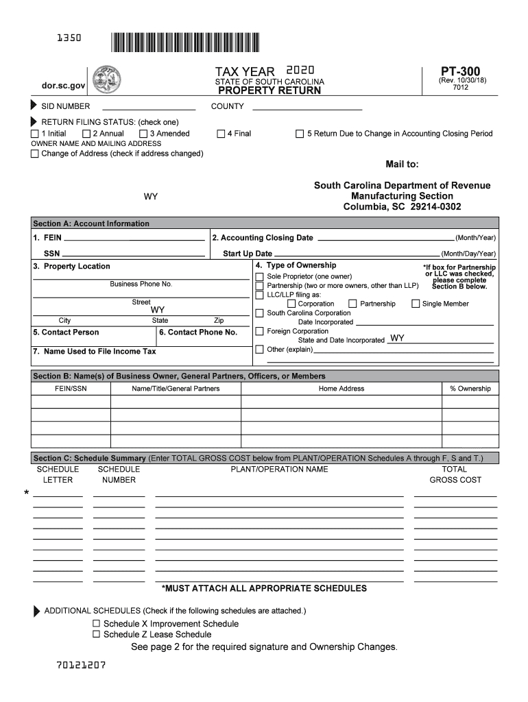 2020 Form Sc Dor Pt-300 Fill Online, Printable, Fillable