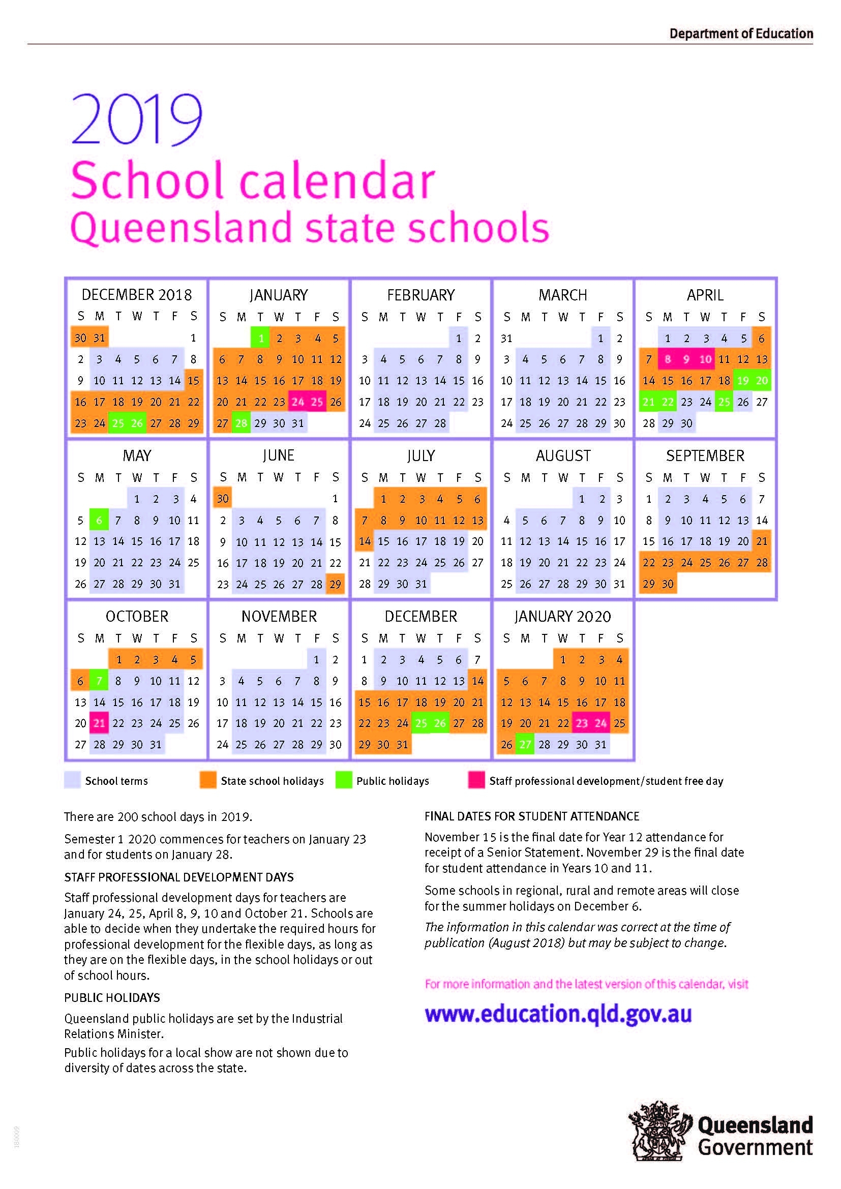 2020 School Calendar Queensland State Schools | Calendar