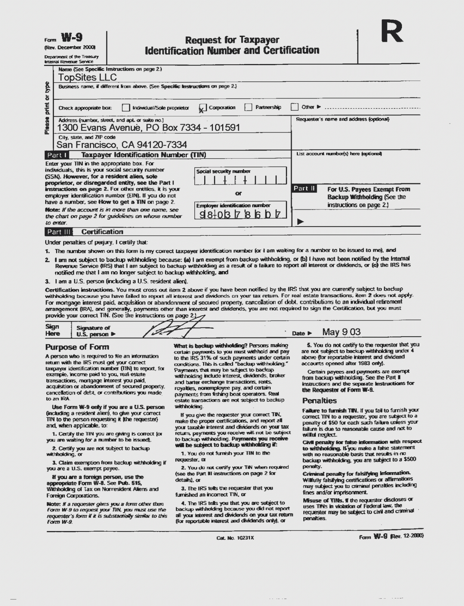 2020 W9 Blank Tax Form | Example Calendar Printable