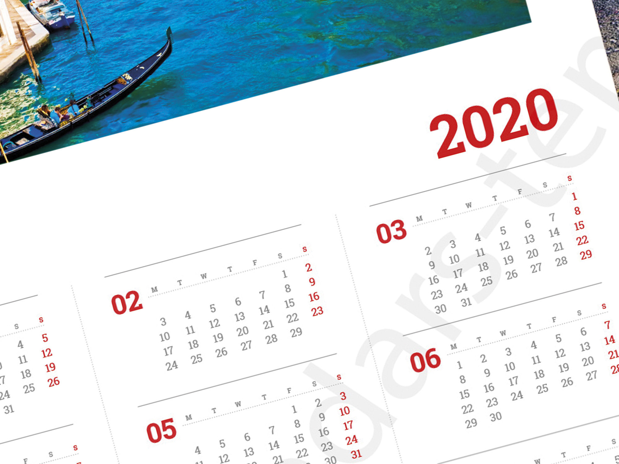 2020 Yearly Poster Wall Calendar Template (Kjp-W12) Size: A3, A2, A1, A0.  Pdf Format