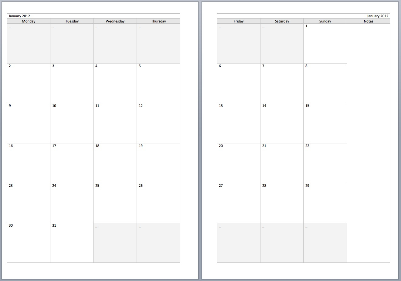 23 Images Of Printable Two-Month Calendar Template