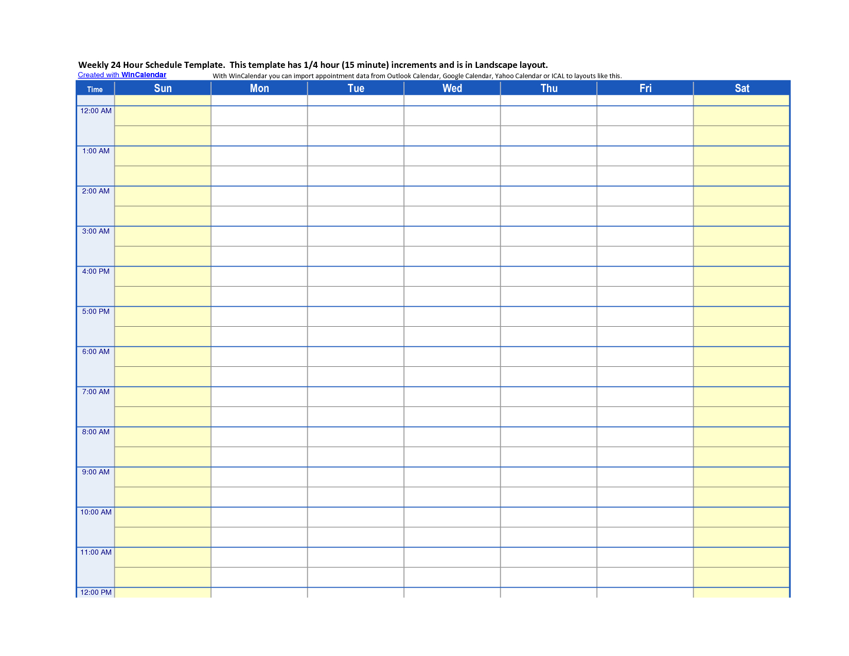 24+Hour+Schedule+Template+Excel | Work Oder | Weekly