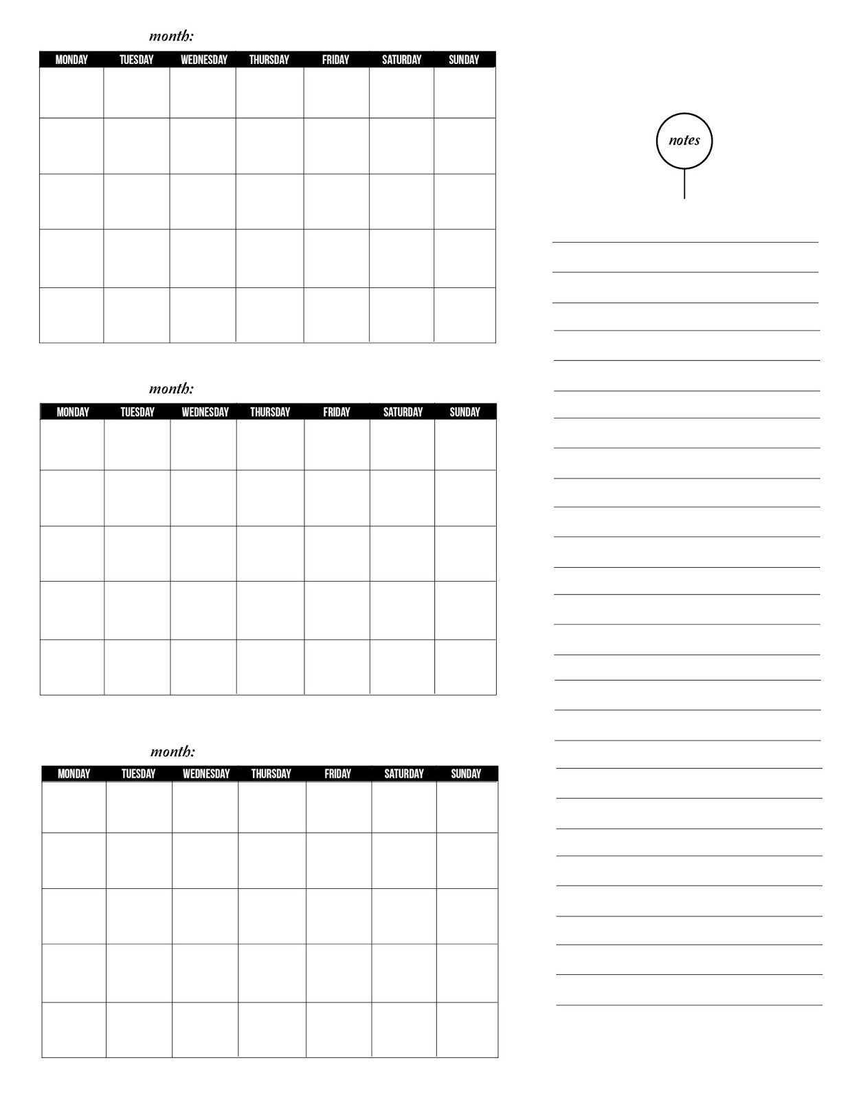 3 Month Blank Printable Calendar Example Calendar Printable