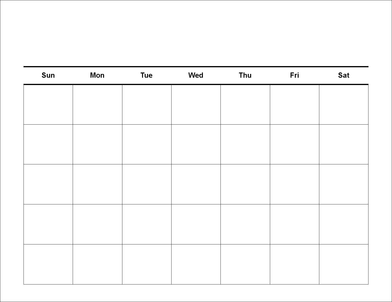 Blank Template For 30 Days Example Calendar Printable