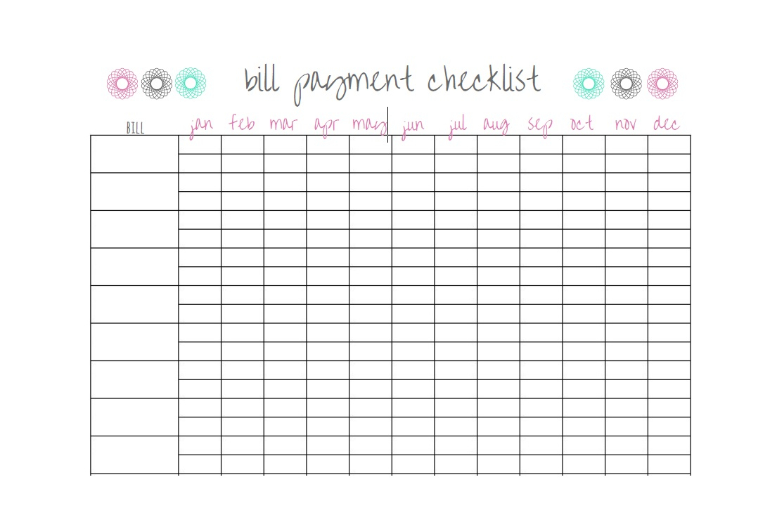 32 Free Bill Pay Checklists &amp; Bill Calendars (Pdf, Word &amp; Excel)