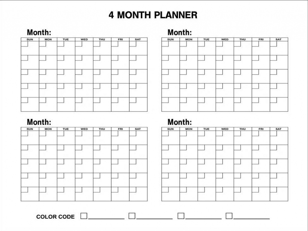 4 Month Blank Calendar Template | Calendar Printing Example