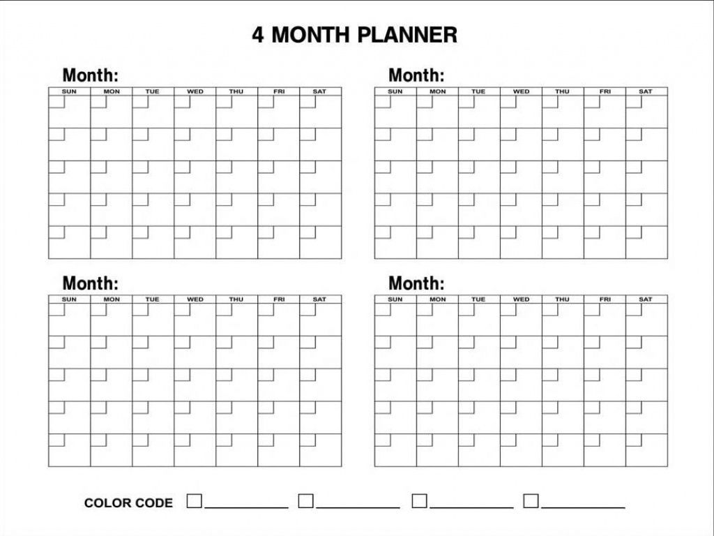 4 Month Blank Calendar Template Example Calendar Printable