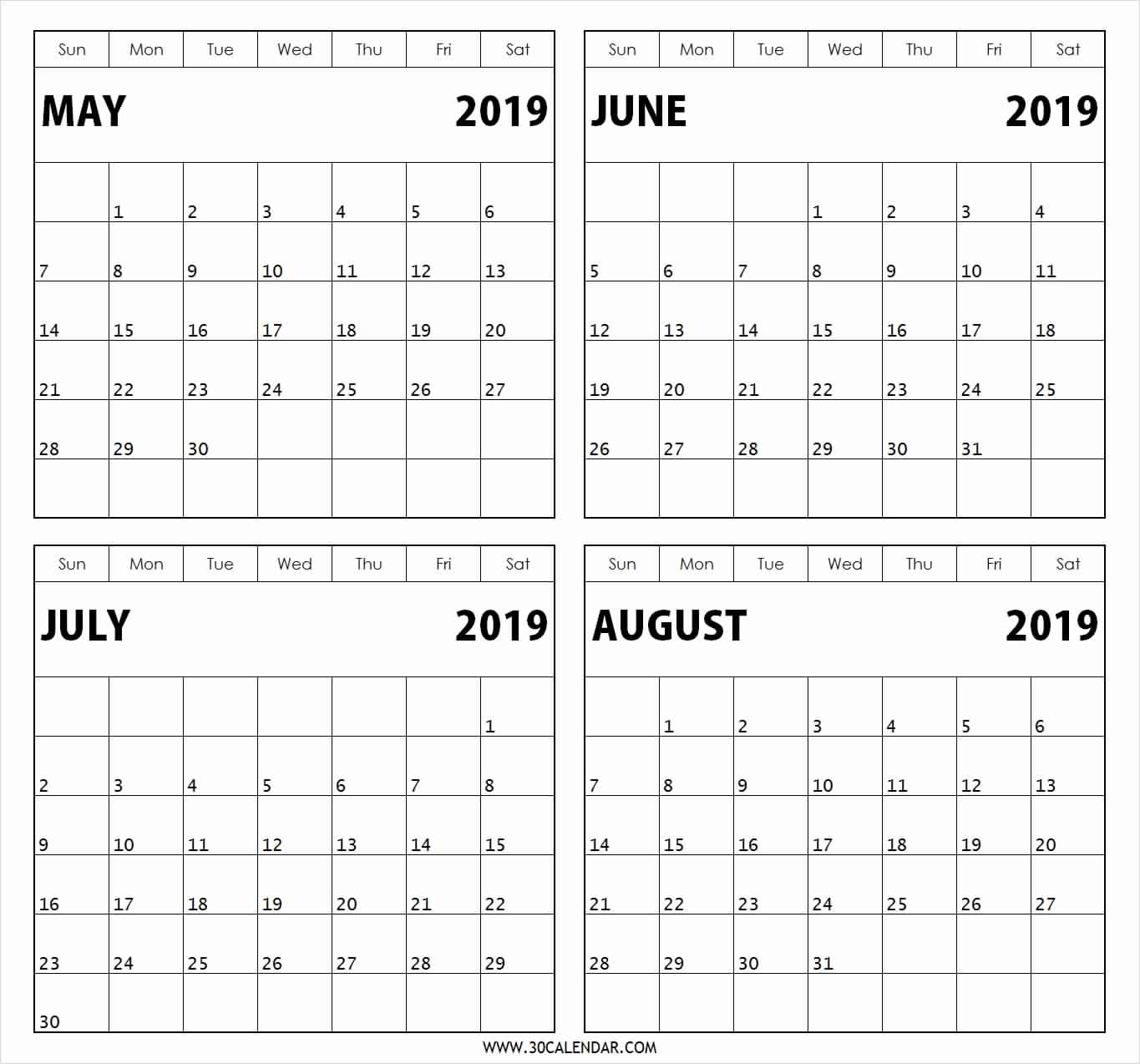 4 Month Printable Calendar Printable World Holiday