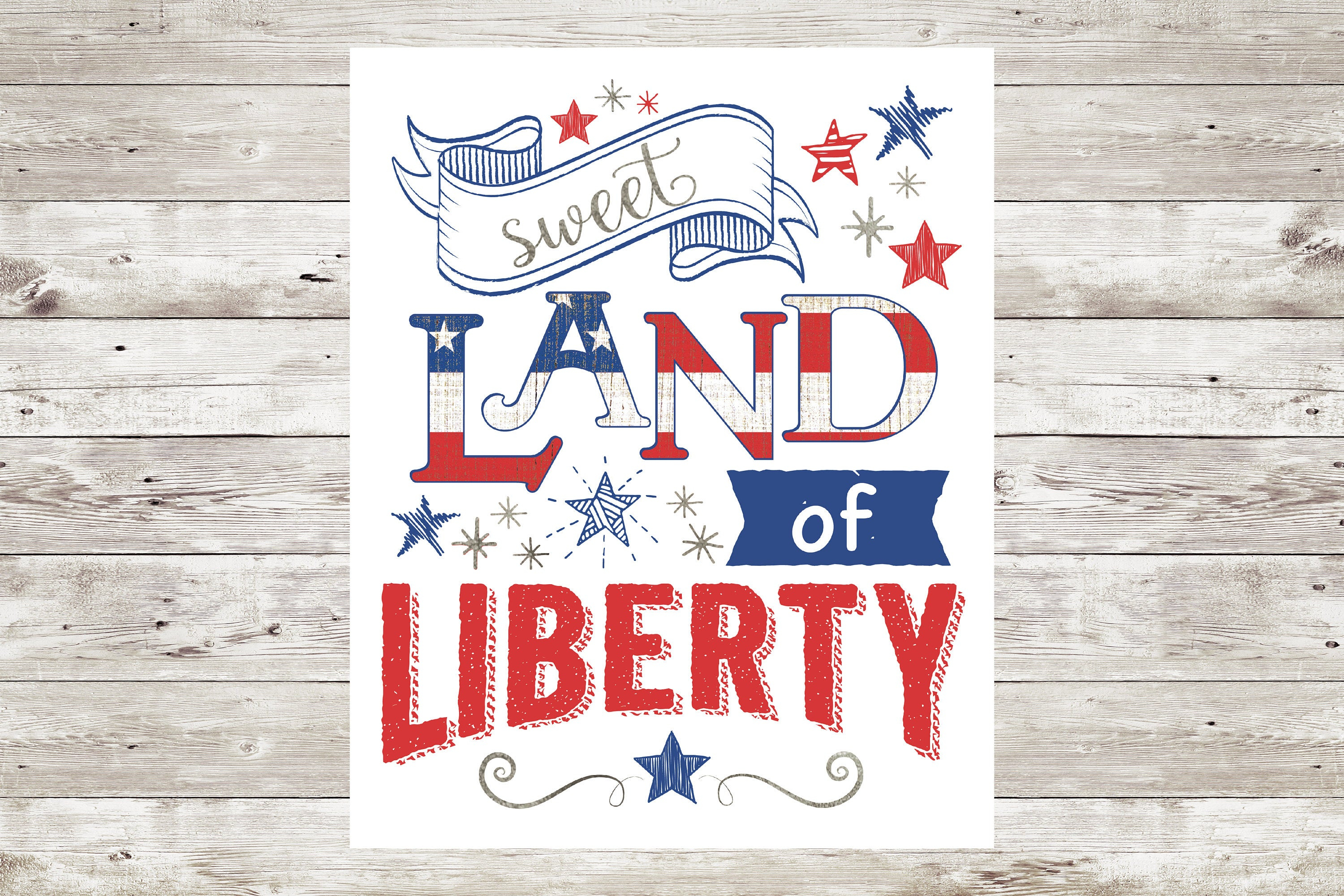 4Th Of July Decoration, Independence Day Sign, Instant Download, Printable  Sign, 8X10, Pdf &amp; Jpg, American Decor, Sweet Land Of Liberty