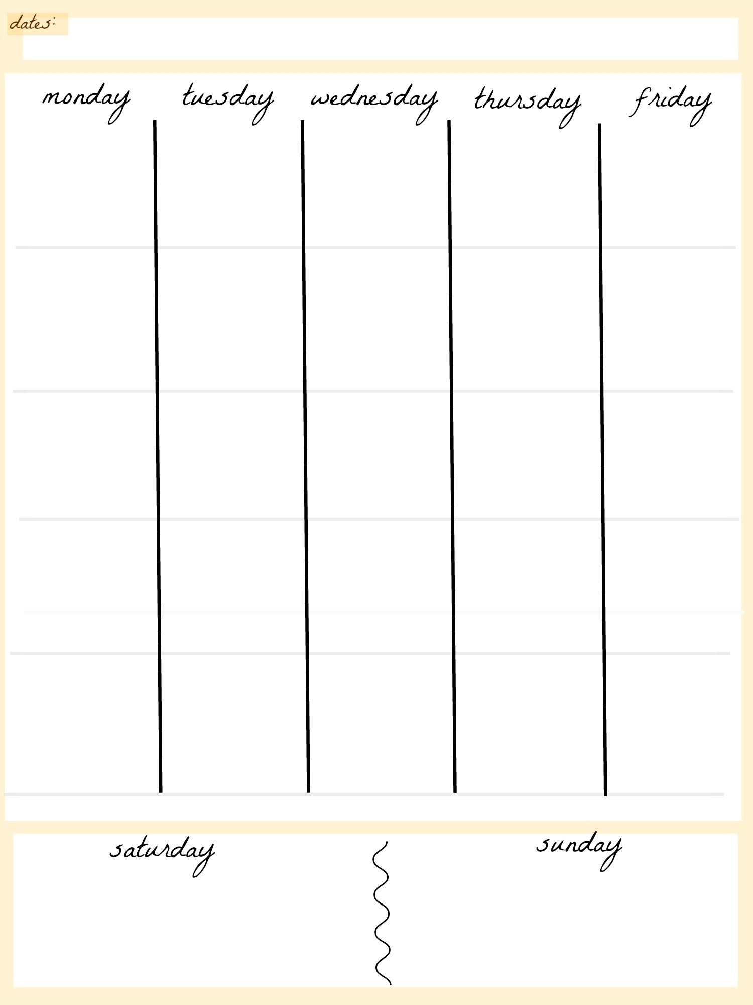 5 Day Calendar Monthly • Printable Blank Calendar Template