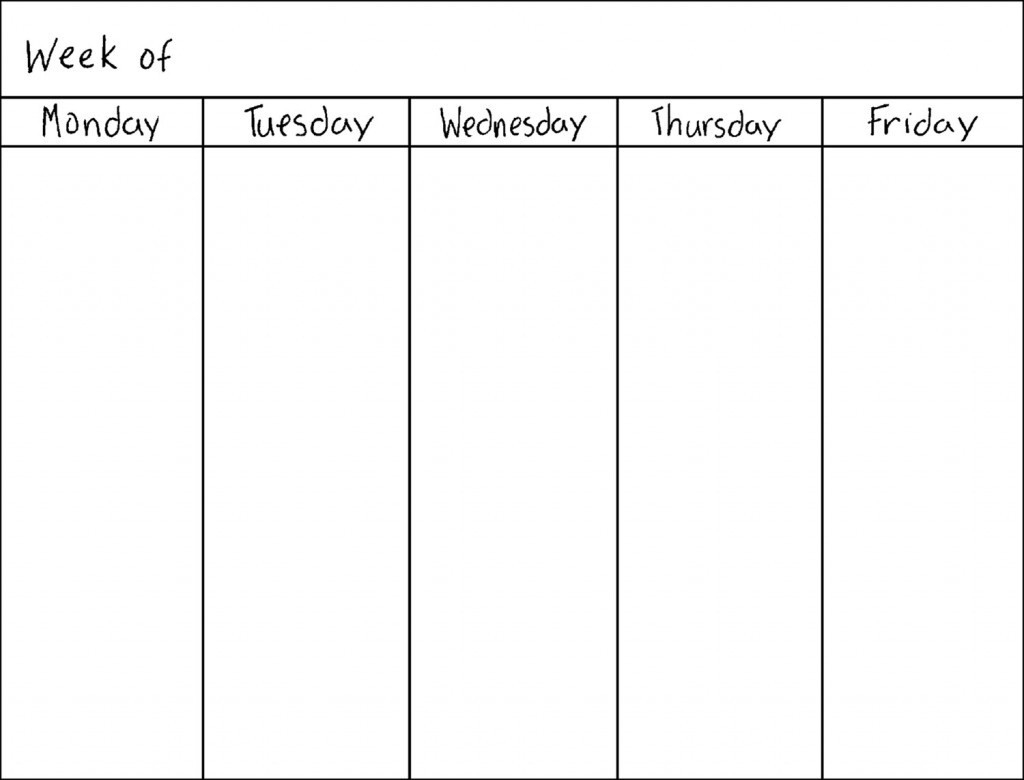 5 Day Monthly Calendar • Printable Blank Calendar Template