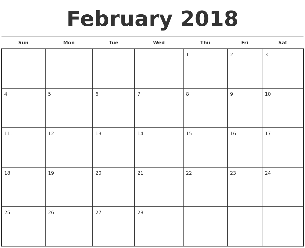 Printable 5 Day Monthly Calendar