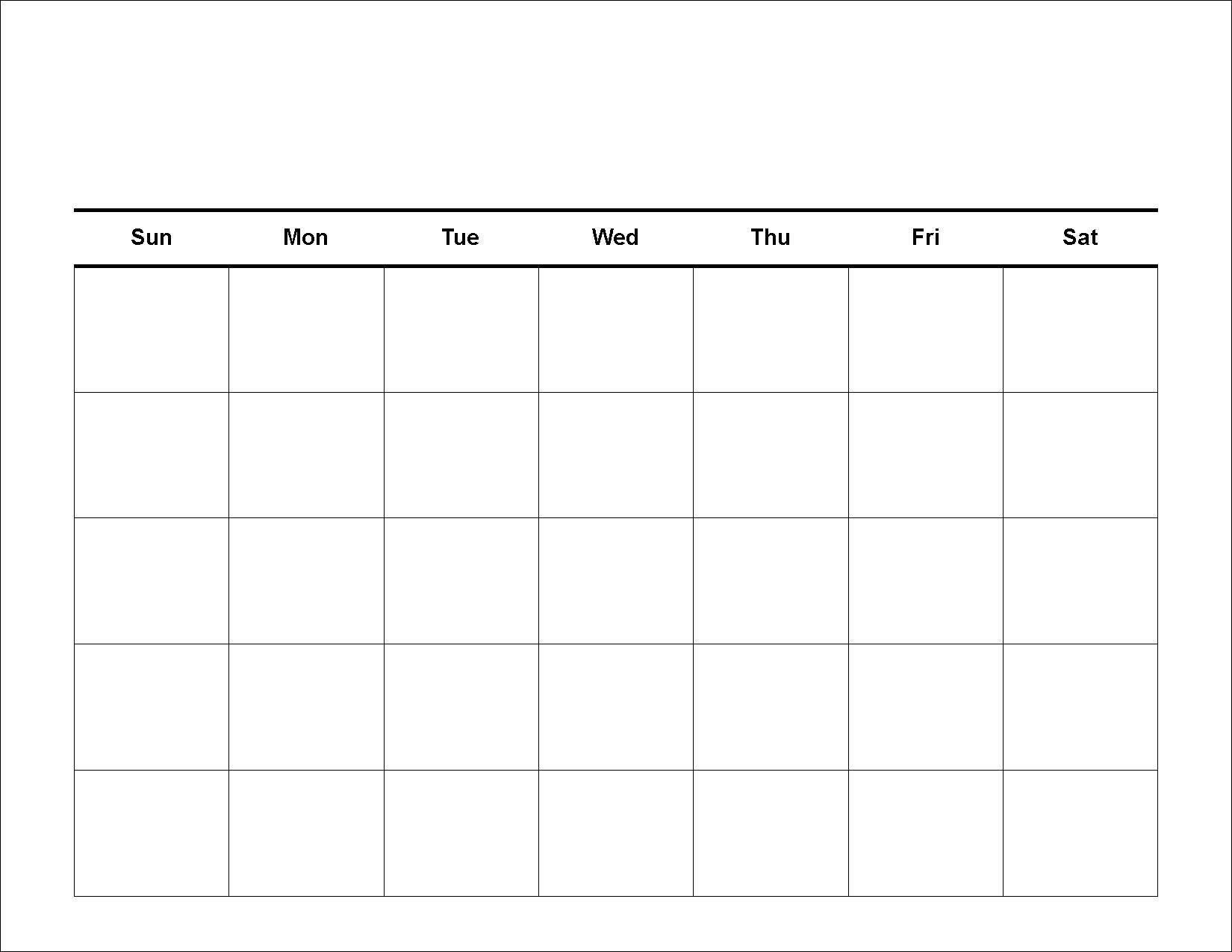 5 Week Calendar Template - Free Calendar Collection