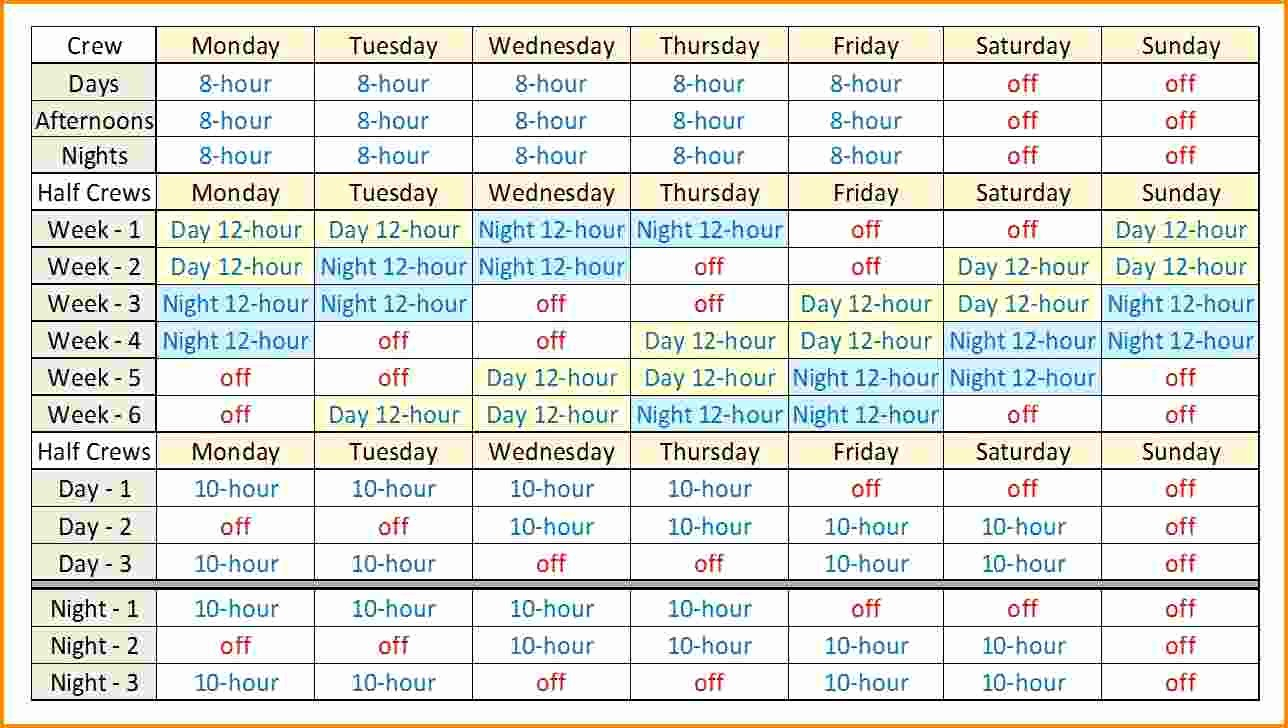 50 12 Hour Shift Schedule Template | Culturatti