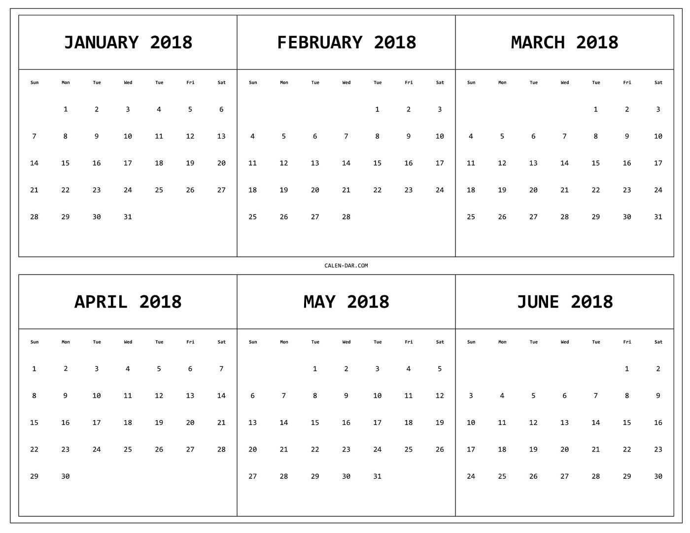 Printable 6 Month Calendar Example Calendar Printable