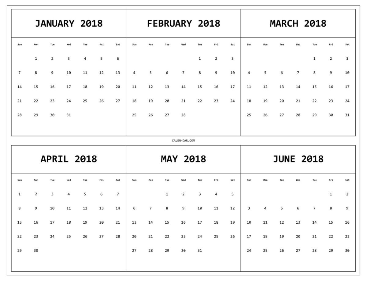 Blank 6 Month Calendar Template Example Calendar Printable