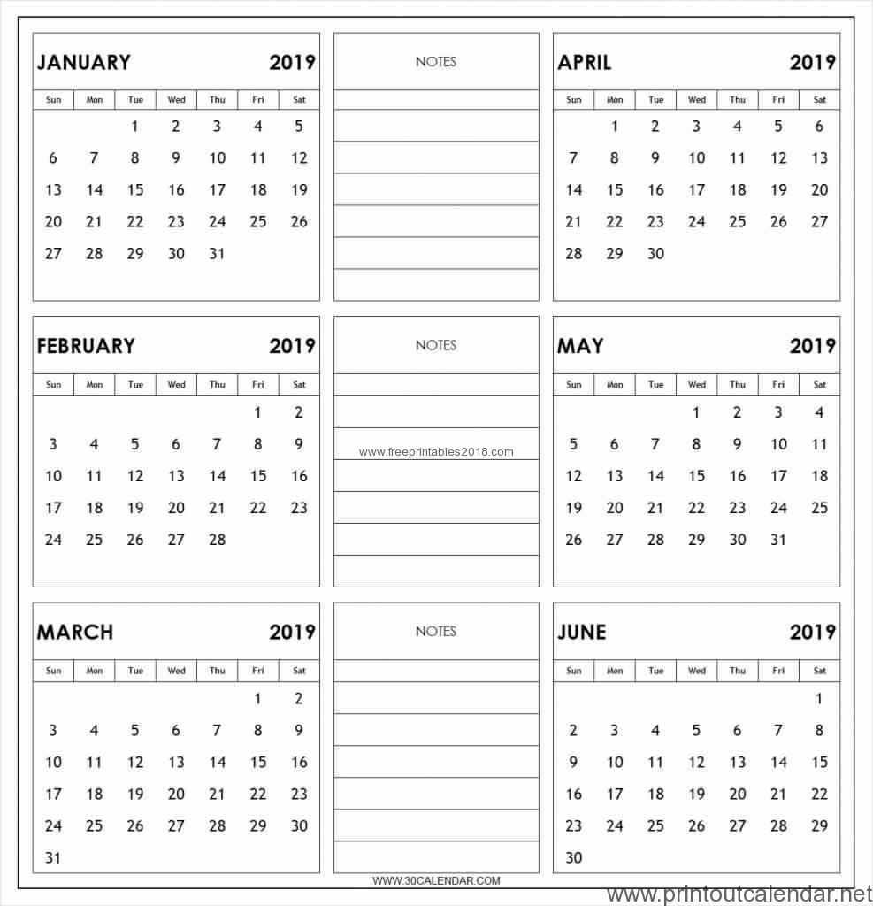 6 Month Printable Calendar 2019 | Free Printables 2019