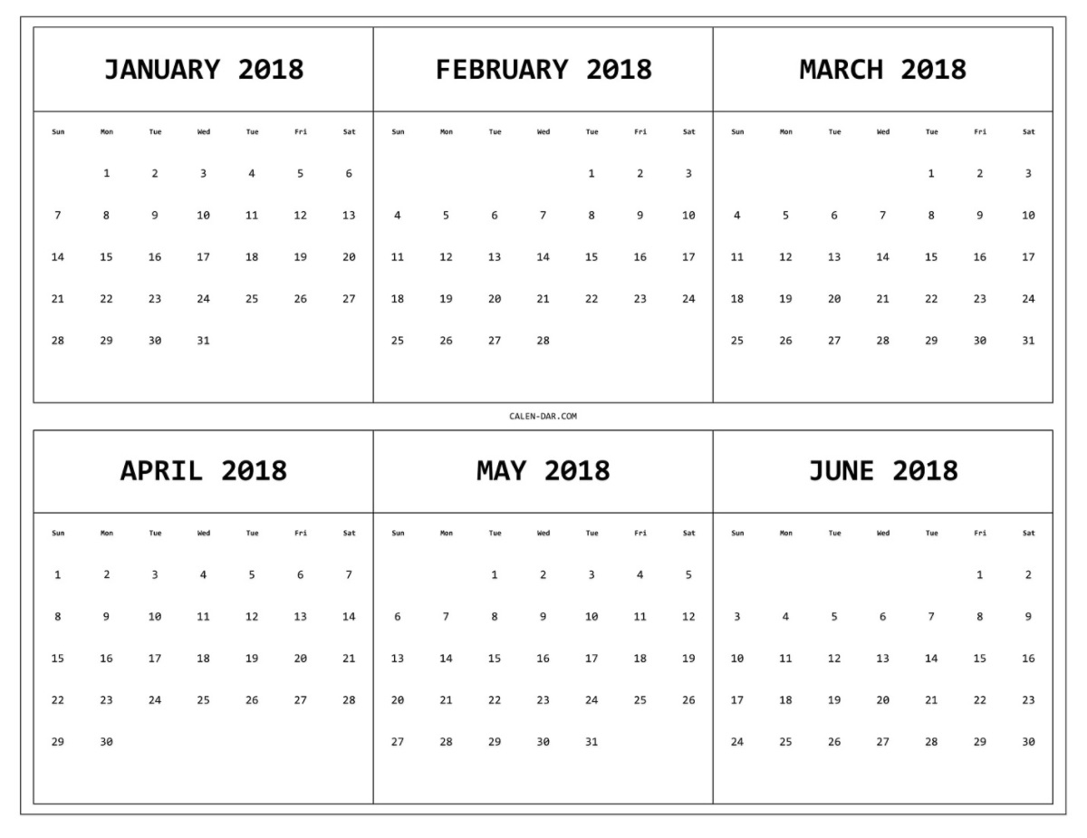 6 Monthly Calendar – Calendar Printable Week