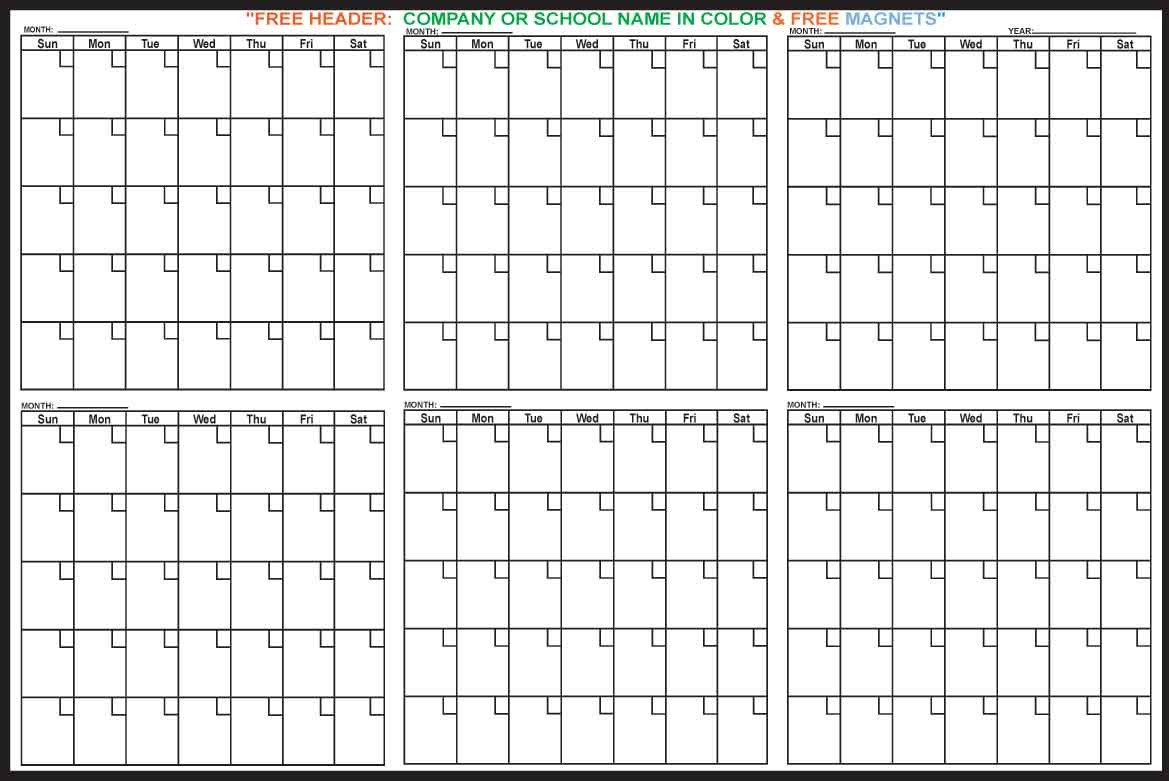 6 Monthly Calendar – Printable Year Calendar