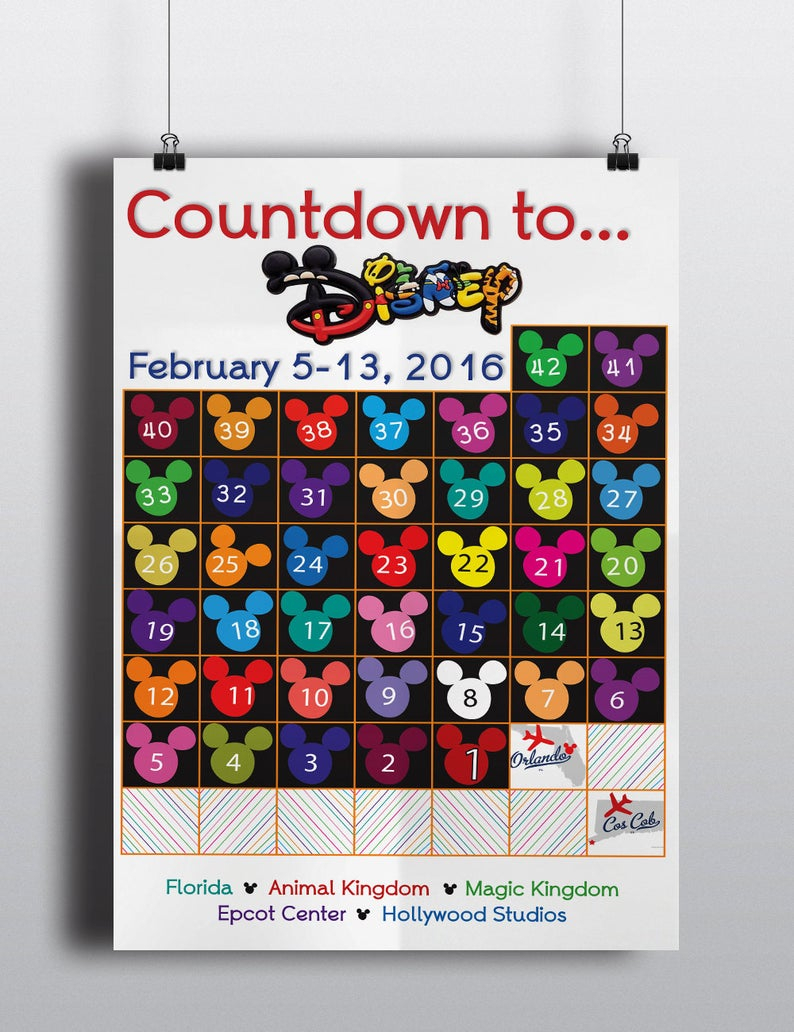 60 Day Countdown To Disney Trip Chart / Trip Countdown / Christmas Vacation  Calendar / Surprise Vacation Gift / Customized For Your Family