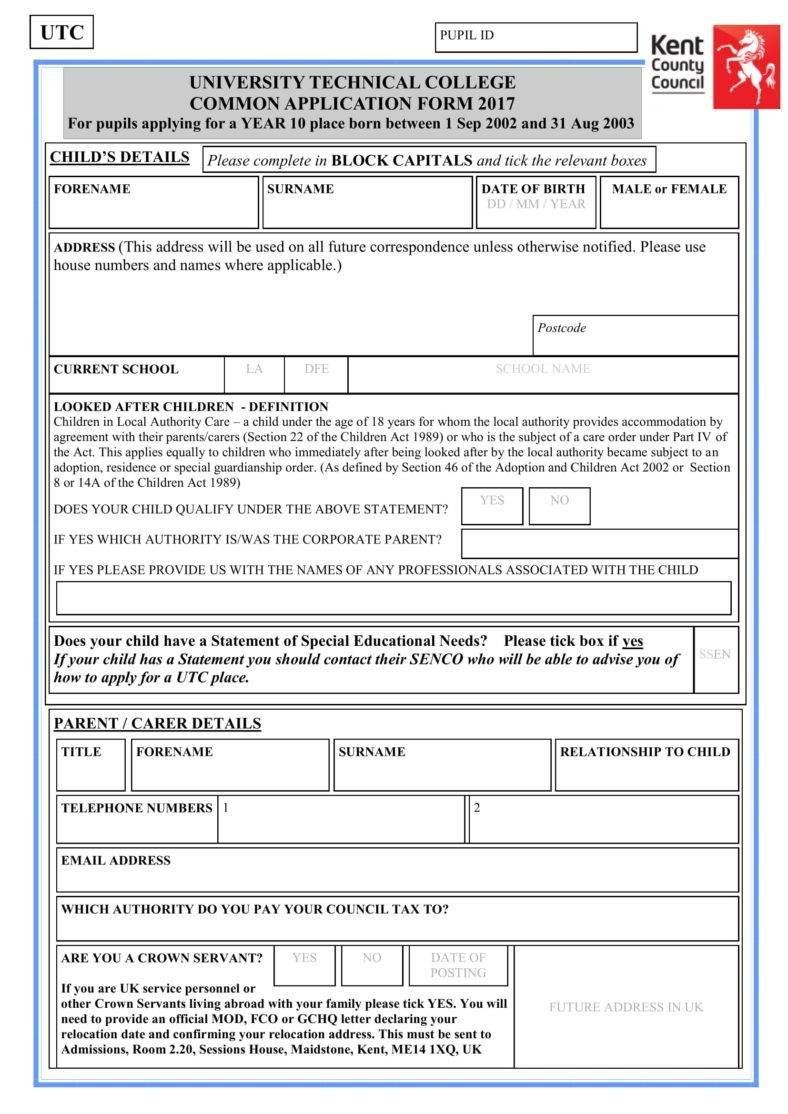 9 College Application Form Templates Pdf Free Premium Model