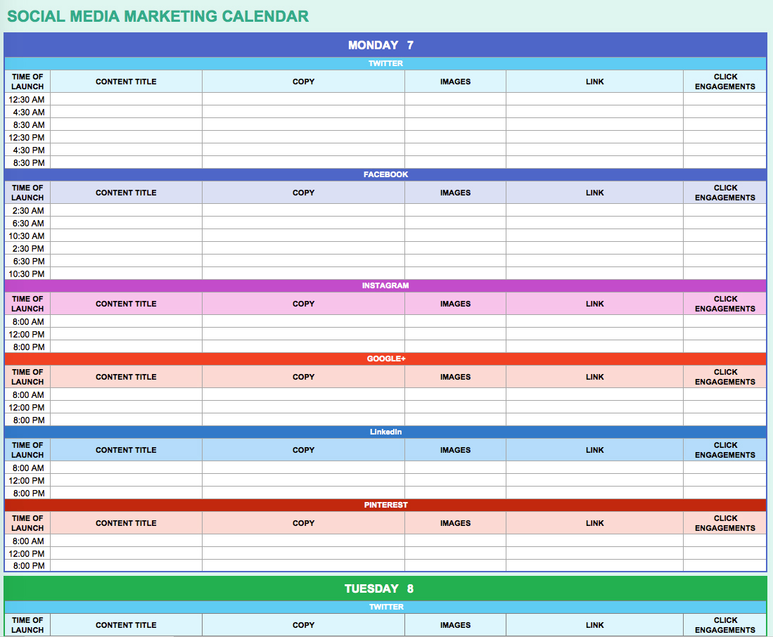 2025 Marketing Calendar Template Excel