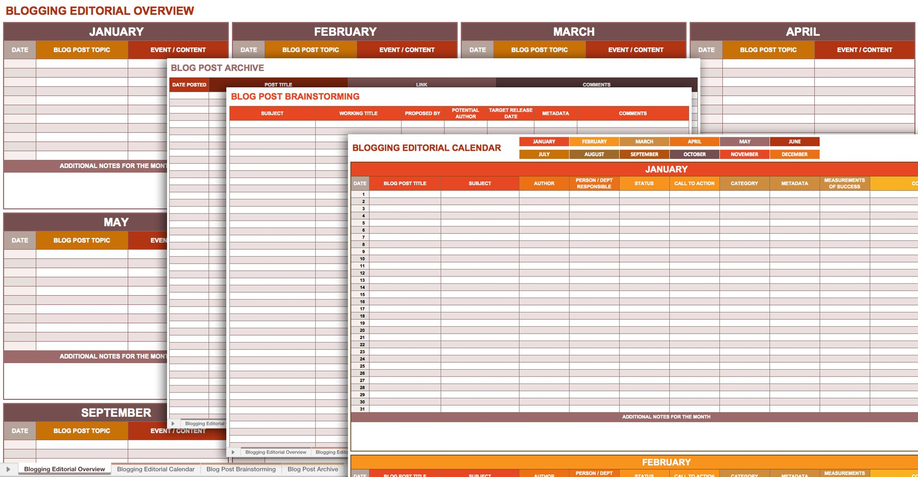 Blog Post Schedule Template 2020