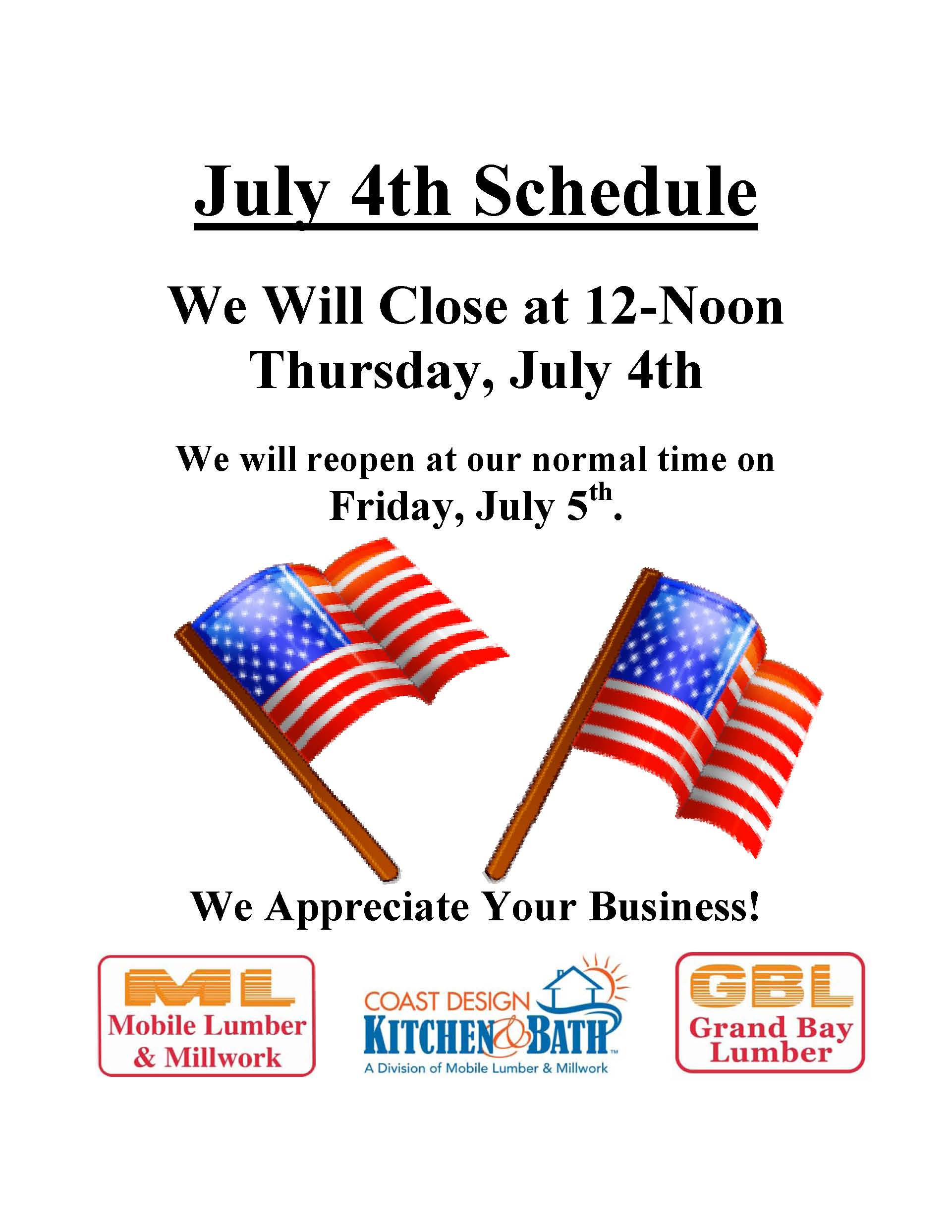 july 4th office closed signs for door