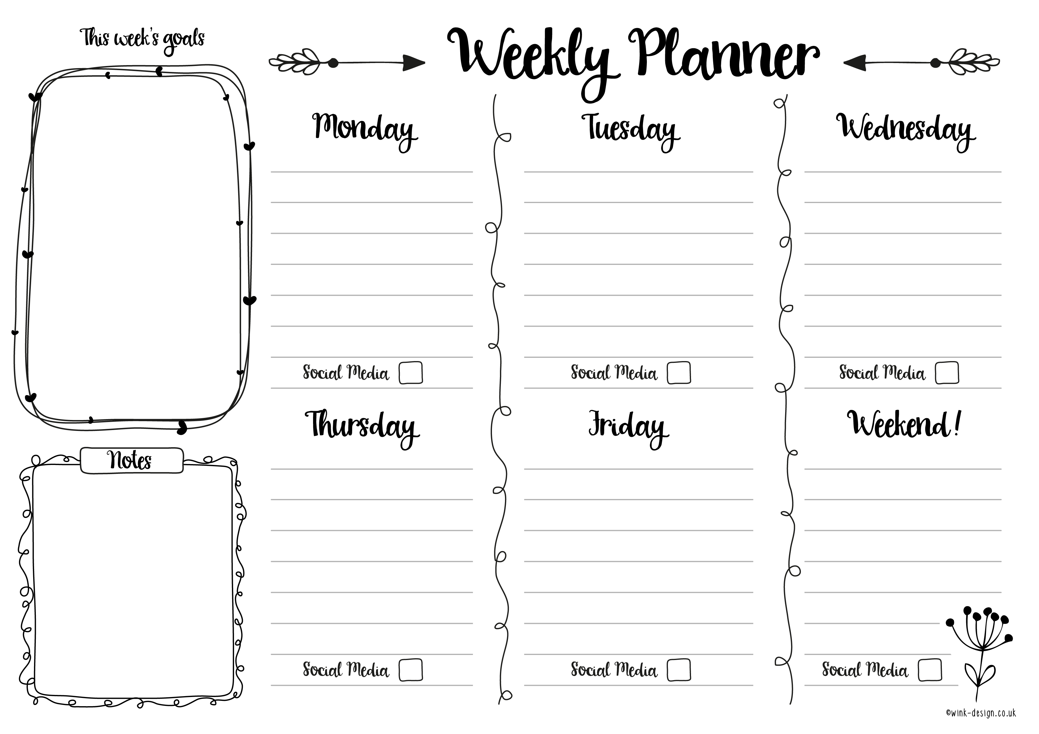 A Peek At The Week Free Printable Weekly Planner | Template