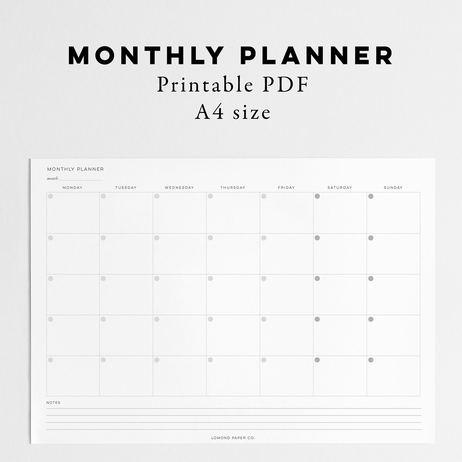 A4 Monthly Printable - Month At A Glance - Monthly Organiser - Monthly Desk  Pad - Plan Your Month