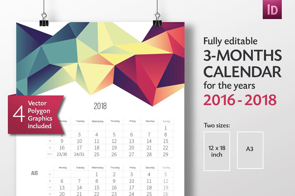 Adobe Indesign 2018 Calendar Template | Calendar Template 2019