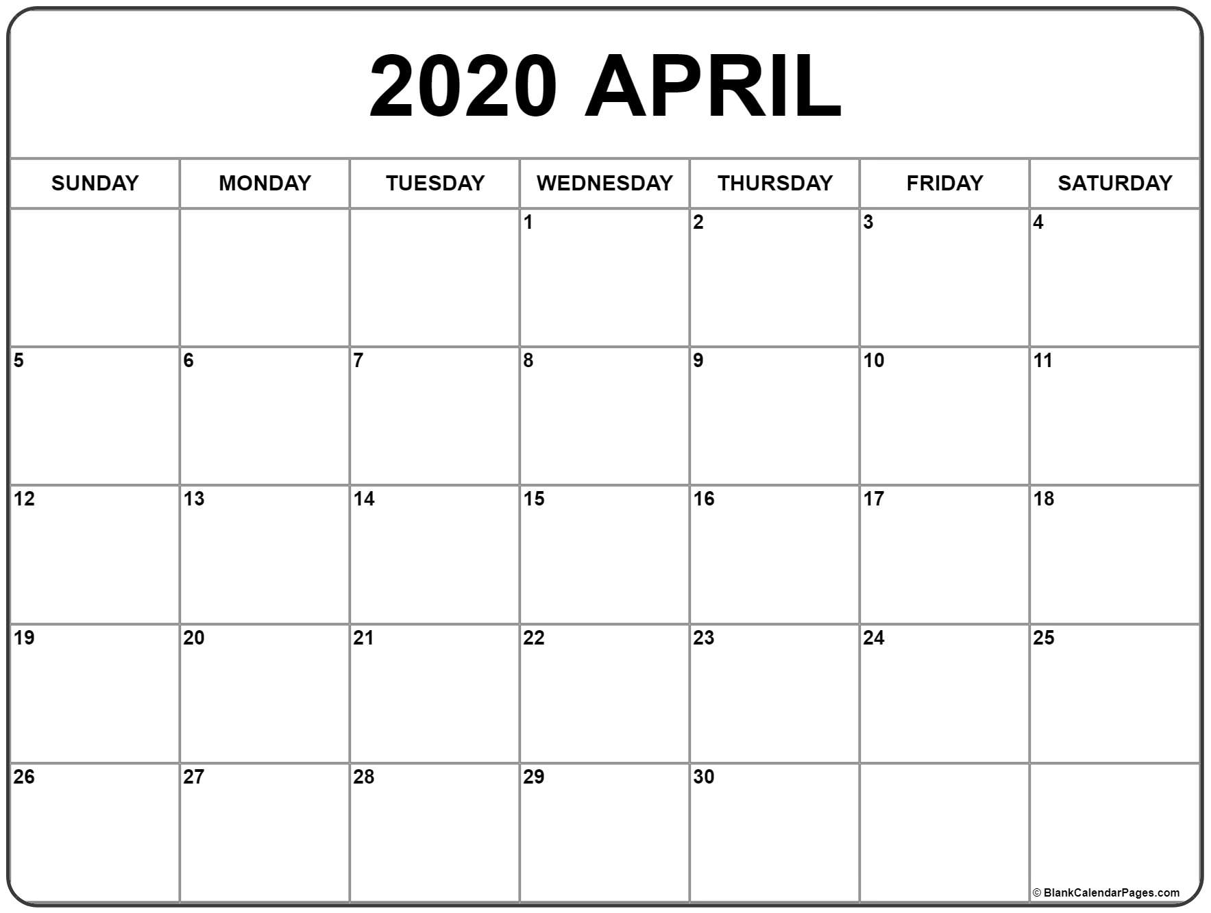 April 2020 Calendar | Free Printable Monthly Calendars