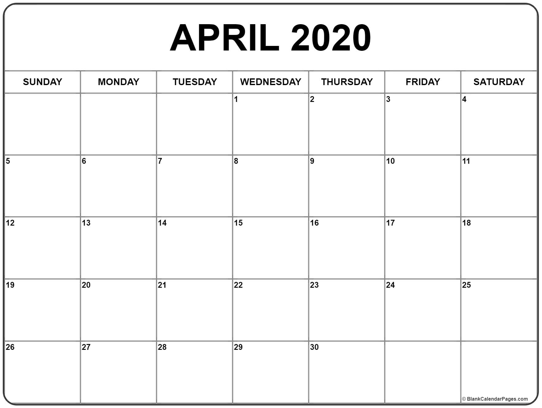 April 2020 Calendar | Free Printable Monthly Calendars