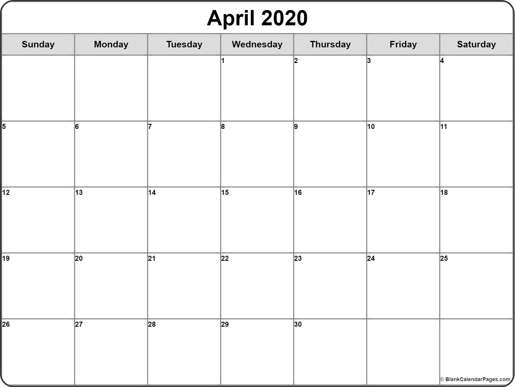 April 2020 Calendar | Free Printable Monthly Calendars