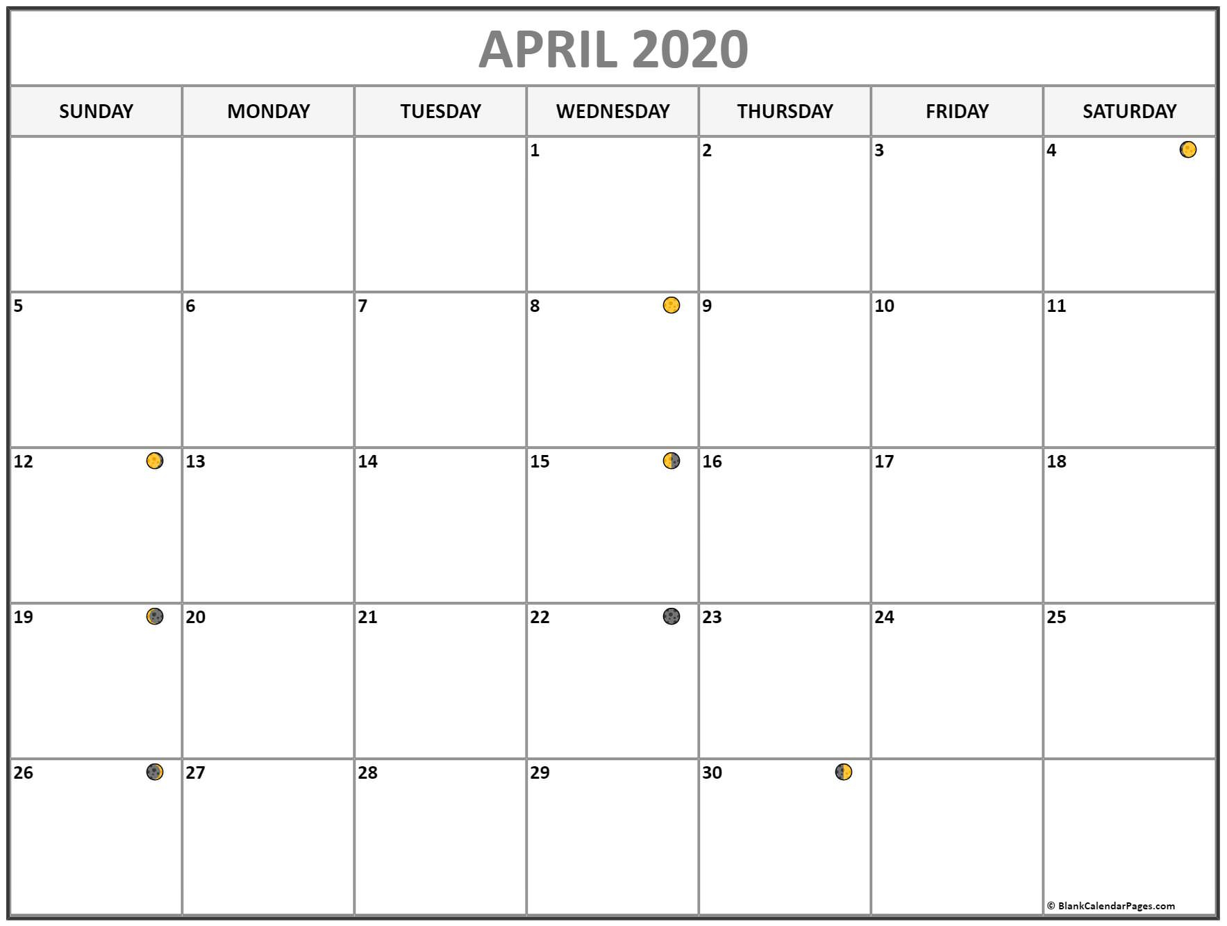 April 2020 Lunar Calendar | Moon Phase Calendar