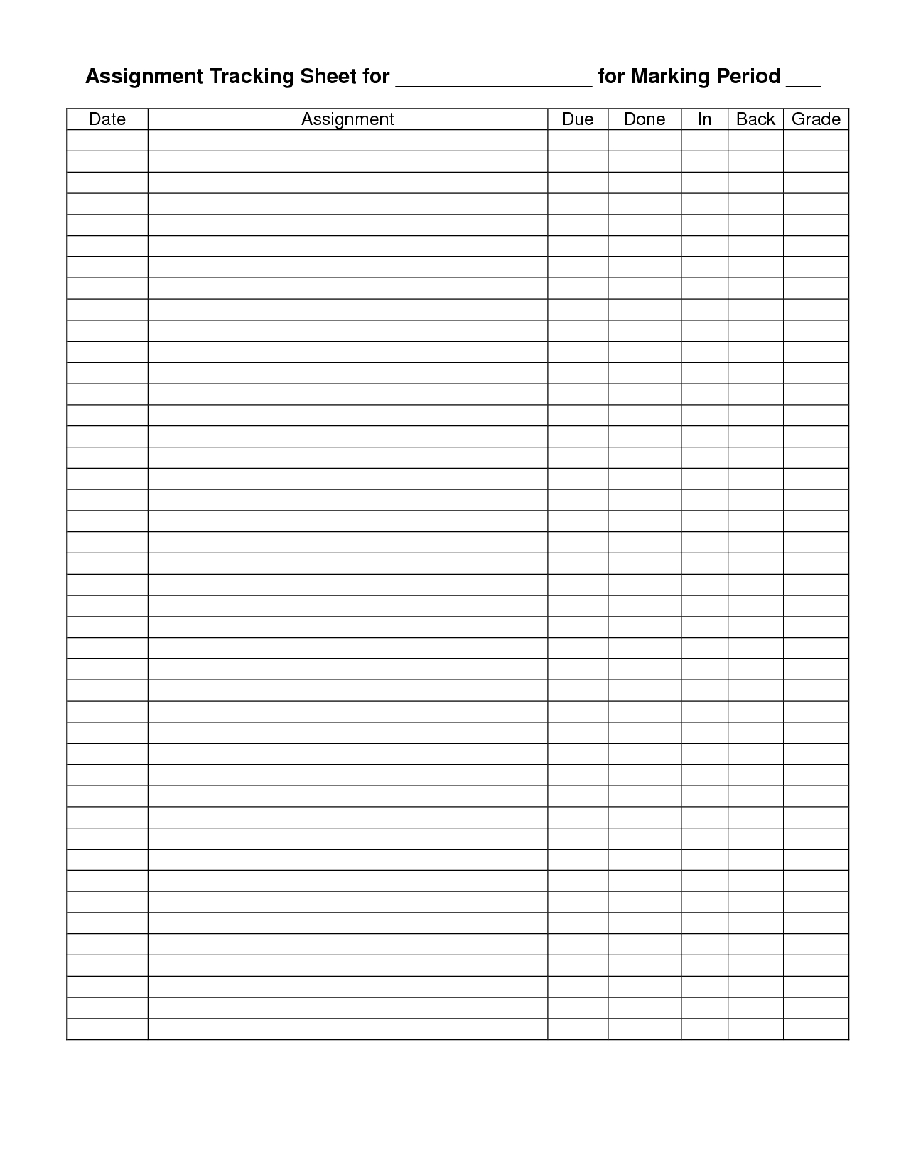 Assignment Tracker Printable - Google Search | School