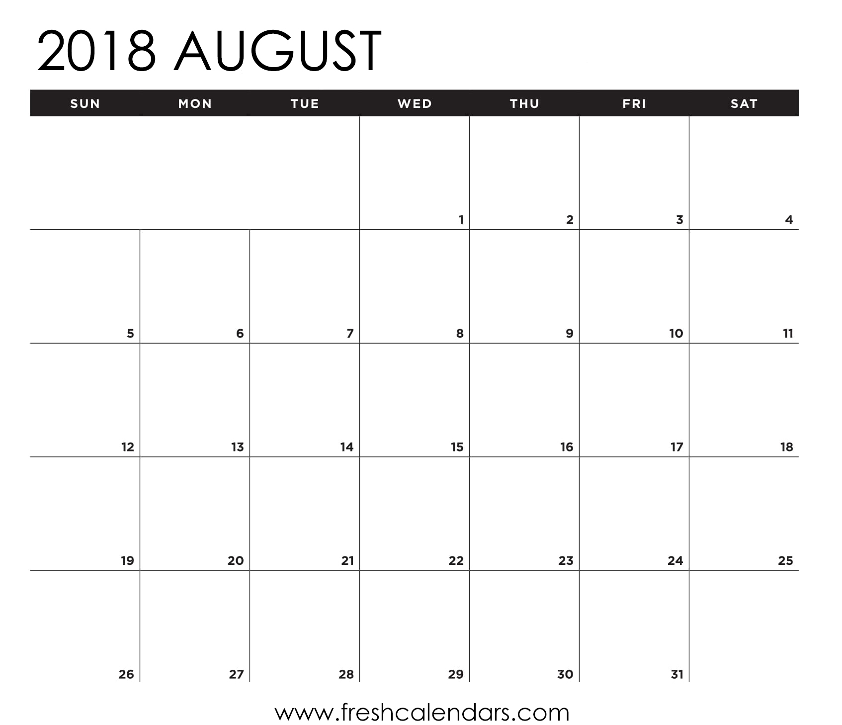 August 2018 Calendar Printable - Fresh Calendars