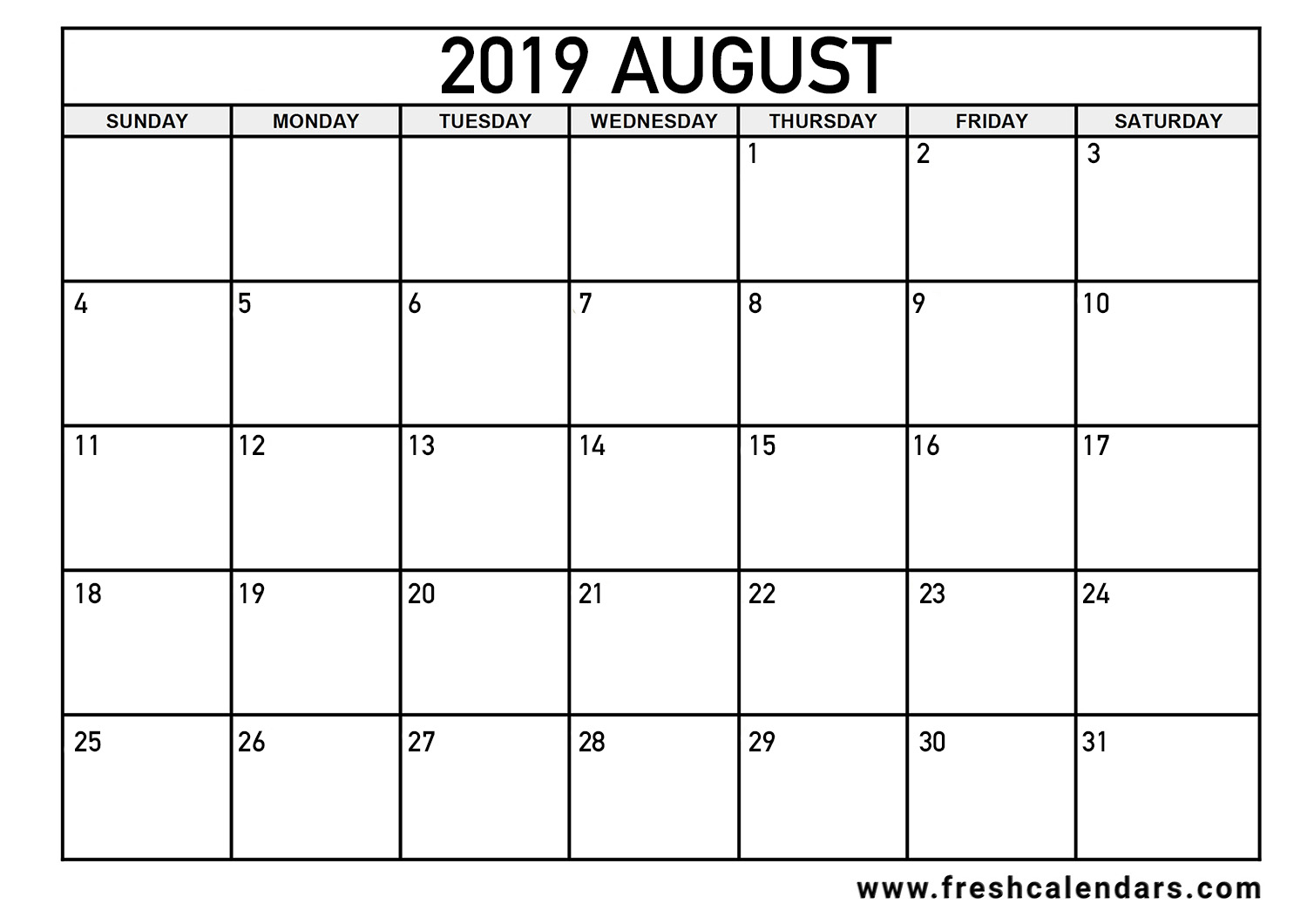 August 2019 Calendar Printable - Fresh Calendars