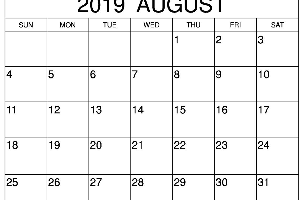 August 2019 – Free Printable Calendar &amp; Holidays