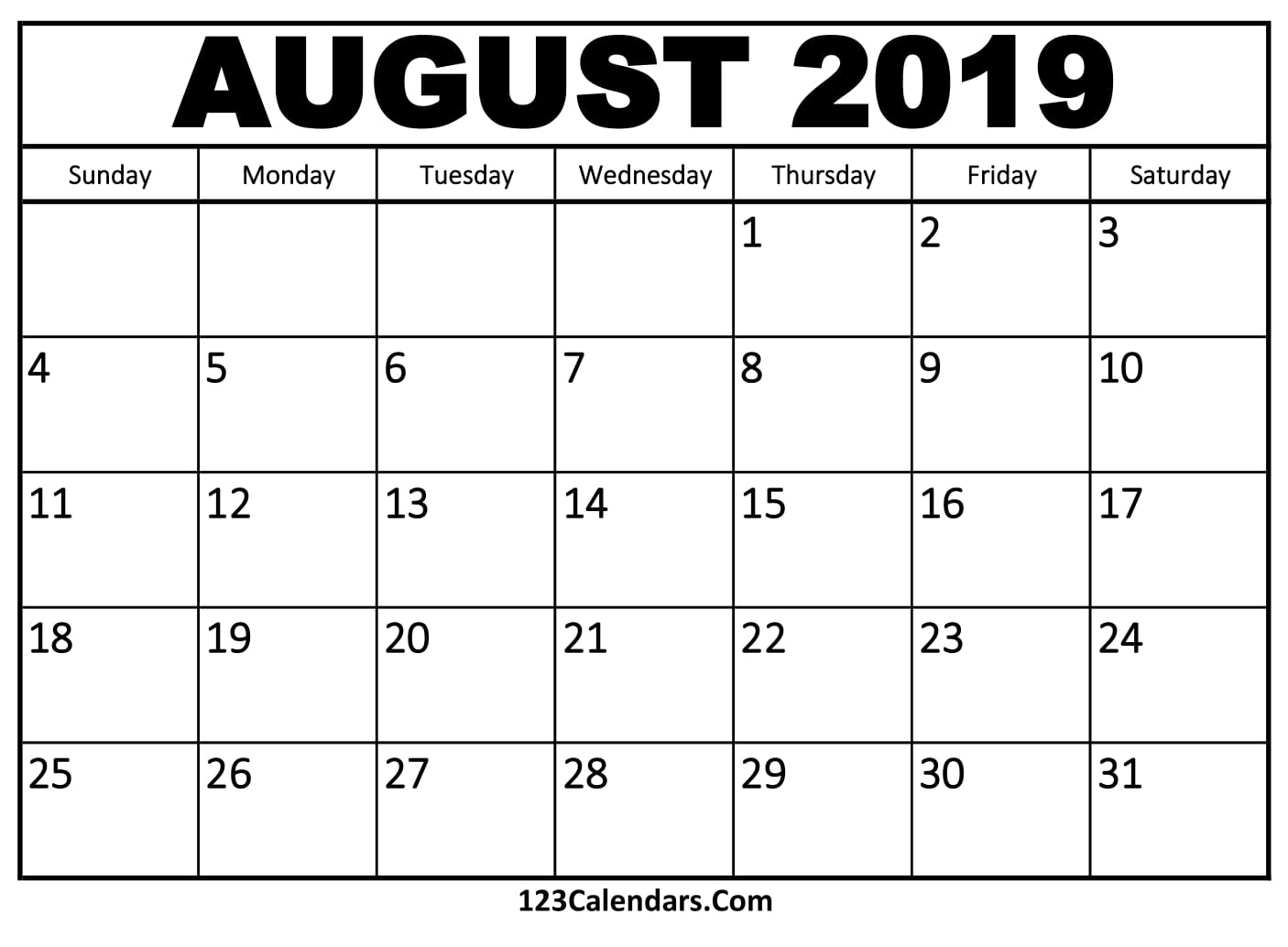 August Printable Calendars 123 Calendars | Example Calendar Printable